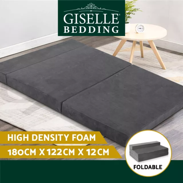 Giselle Bedding Foldable Mattress Folding Foam Mattresses Bed Mat Double Grey