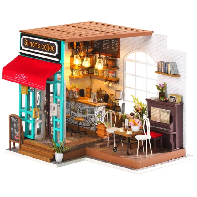 Rolife Simon's coffee 1:24 DIY Wooden Miniature Dollhouse Toy DG109 Dropshipping