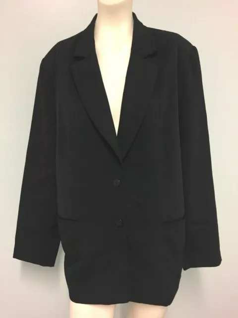 Discovery Womens Jacket Size 14 Black Button Up Long Sleeve Lined Collar Pockets