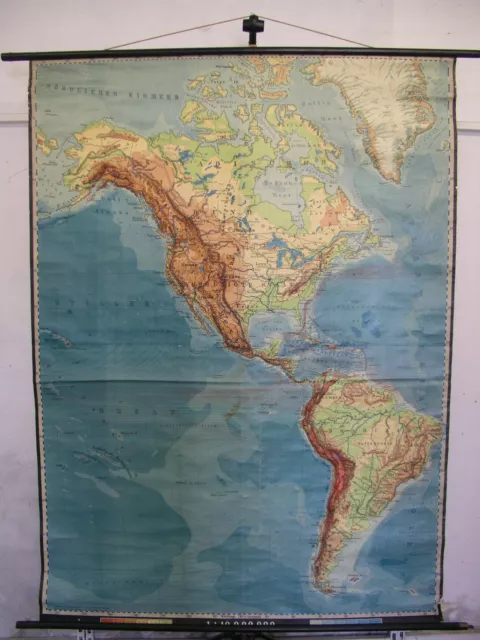 Schulwandkarte Map Neuf Monde World L'Amérique America 1943 Gjp 10Mio 149x203cm