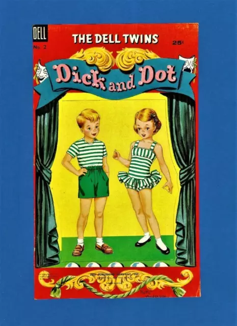 Vintage Uncut 1956 Dick And Dot Paper Dolls Extremely Rare Dell