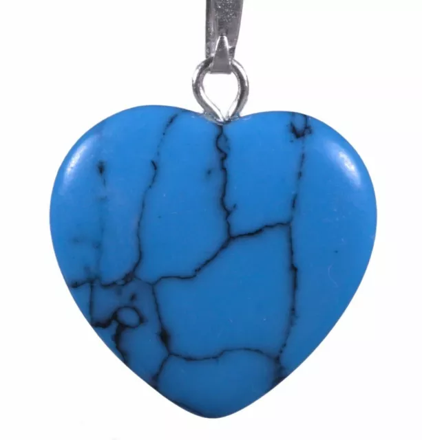 Turquoise Healing Crystal Gemstone Heart Pendant 925 Sterling Silver Necklace