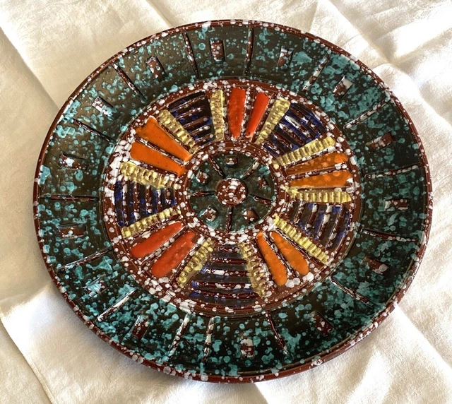 Vintage ITALIAN Majolica Pottery HP FLORAL PLATE & FISH FRATELLI BOWL Italy