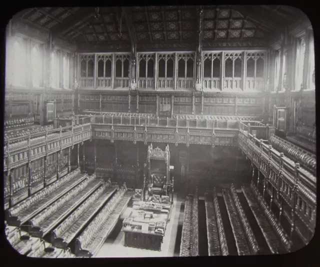 Glass Magic Lantern Slide HOUSE OF COMMONS WESTMINSTER C1890 OLD PHOTO LONDON