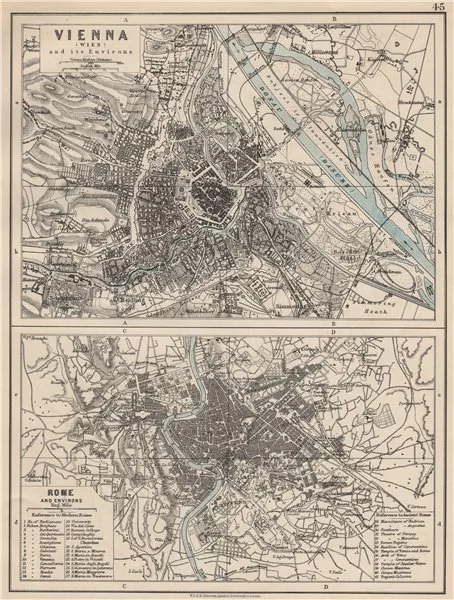 VIENNA & ROME. City plans. Wien. Roma. Austria. Italy. JOHNSTON 1903 old map