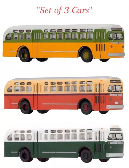 N Scale Tomytec World Bus Collection GMC TDH-4512 Old-Look Transit Set of 3 Cars