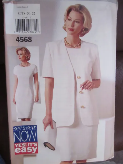 4568 Vintage Butterick SEWING Pattern Misses Jacket Dress UNCUT See & Sew OOP