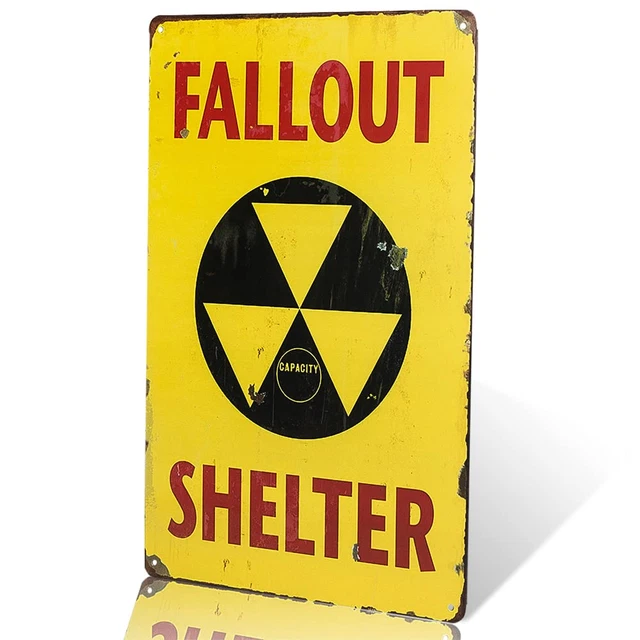 "Fallout Shelter Vintage Metal Tin Sign, Garage Decor Man Cave Sign