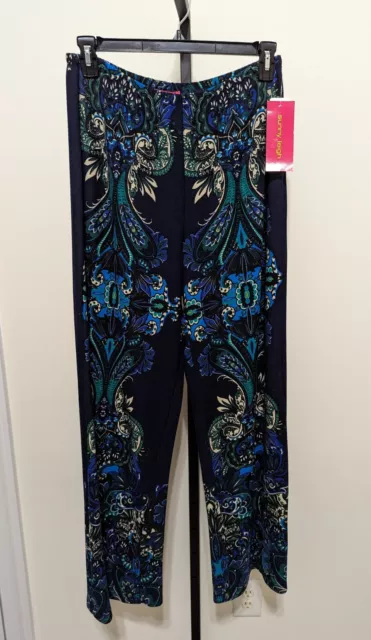 Sunny Leigh Women’s Blue Knit Paisley Print Elastic Waist Casual Pants Sz XL $69