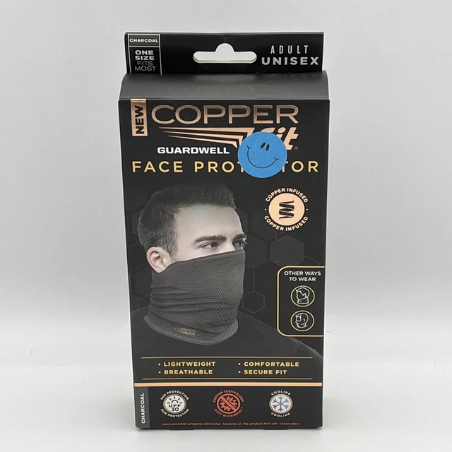New Copper Fit Guardwell Face Protector Mask Adult Charcoal Gray/Black UV30