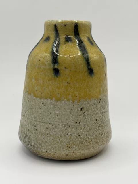Art Pottery Speckled Drip Glaze Beige Yellow Cobalt Blue Drip Vase