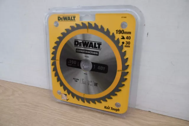 Dewalt Dt1945 190Mm X 30Mm Bore 40T Tct Saw Blade