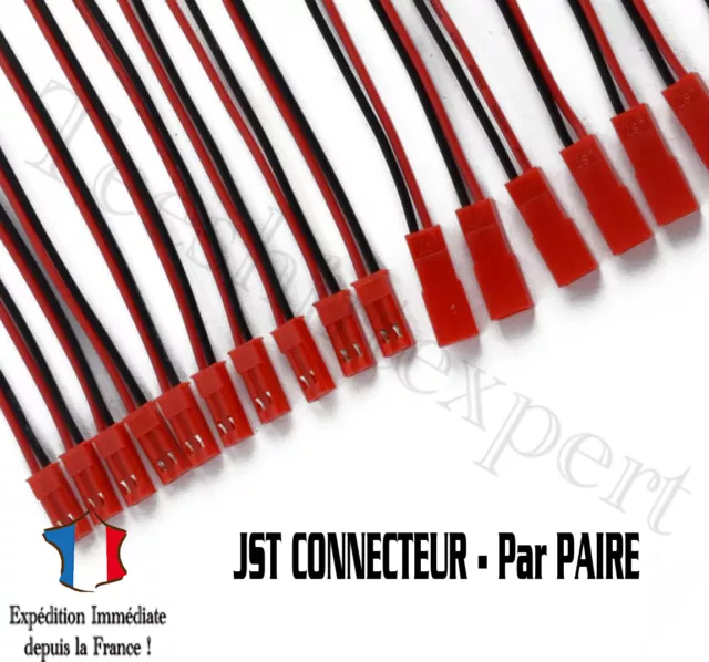 Paire Connecteur JST Mâle + Femelle - RC, lipo, modélisme, Arduino, Pi, DIY