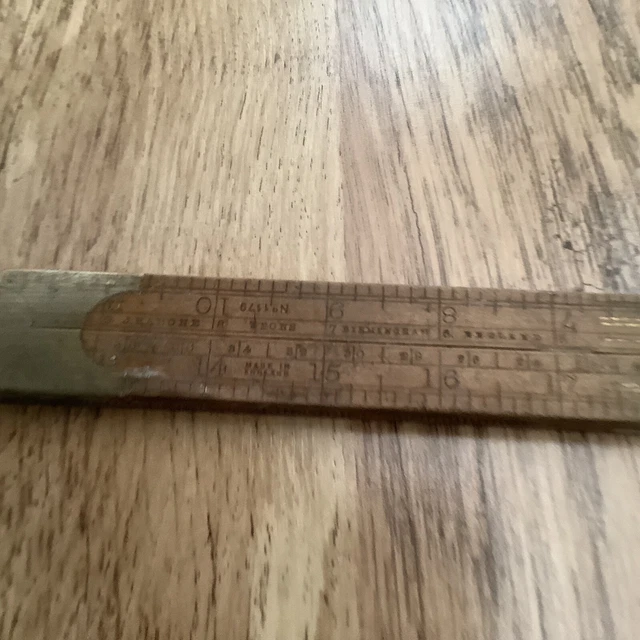 VINTAGE J RABONE No 1179 FOLDING BOXWOOD RULE Rare