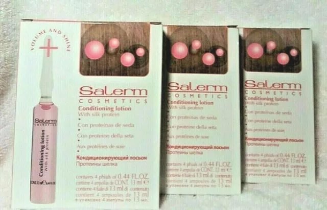 Salerm Cosmetics Conditioning Lotion w/Silk Protein 4 phials-44oz/13ml - 3 Units