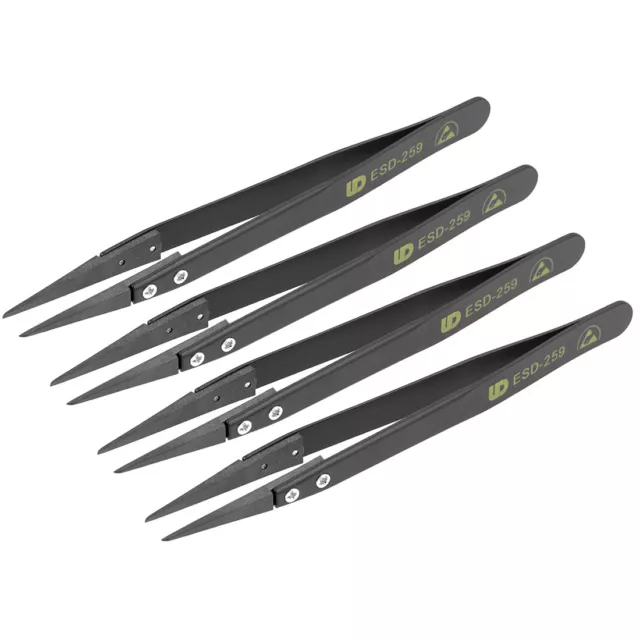 ESD Precision Anti-Static Tweezers Straight Pointed for Craft Jewelry 4 Pcs