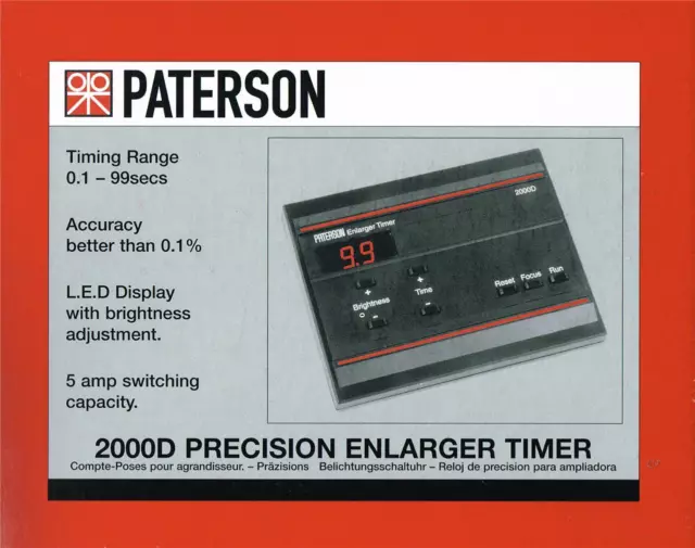 Paterson 2000D  Photographic Darkroom Enlarger Timer  : PTP 745