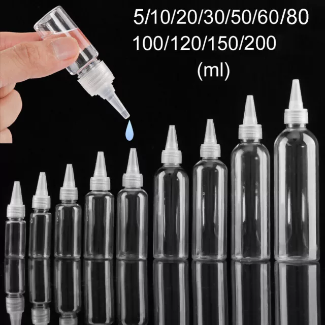 5-200ml Empty Plastic Squeezable Dropper Bottles Liquid Oil Leak-proof W/cap