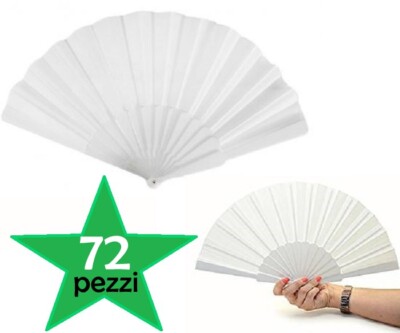 FLM 60 PEZZI VENTAGLI VENTAGLIO BIANCHI PER MATRIMONIO WEDDING SPOSA CHIESA BIANCO GARANTITO 
