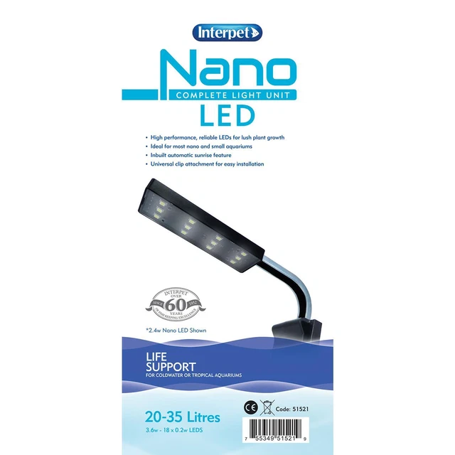 Interpet Nano Small Complete Led Light Unit Plant Growth Aquariums 20-35 Litre