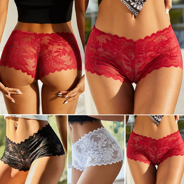 3 Pièces Femmes Sous-Vêtements Shorts Culottes Fines Dentelle Slips Lingerie F