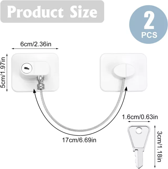RosewineC 2 PIEZAS cerraduras de puerta de refrigerador, cerradura de ventana de seguridad para niños, localización de nevera 2