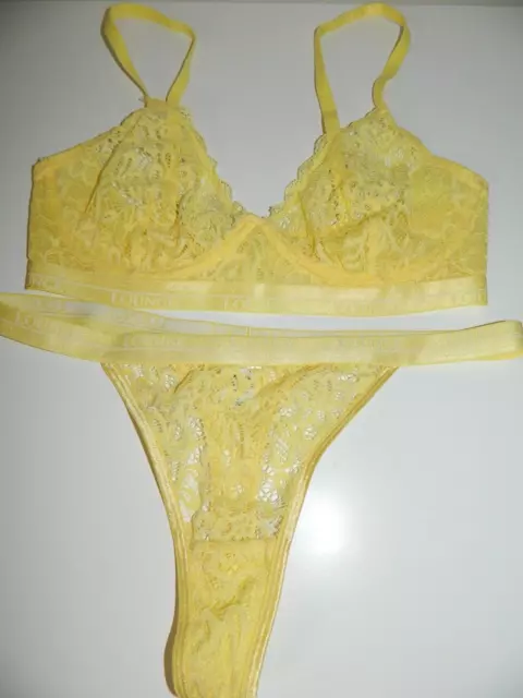 LOUNGE BALCONY LEMON Lace Underwear Set - 32D Bra & Size Small