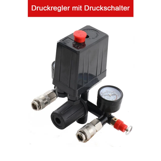 Pressostat Pour Compresseur D'air - 240V, 20A, 175 PSI (12 Bars) - 4 Ports - Interrupteur Marche/arrêt - Pour Surpresseur, Compresseur D'atelier - Régulation Automatique
