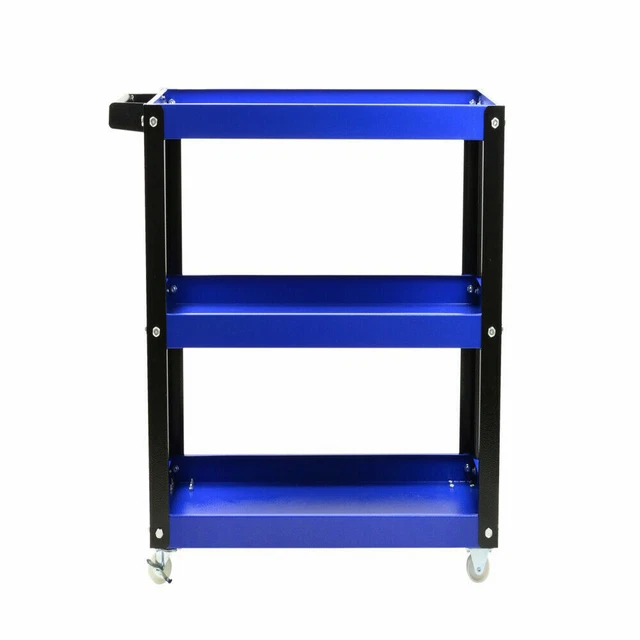 carrello portautensili attrezzi 3 ripiani piani 4 ruote officina meccanico BLU