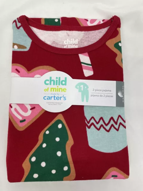 Child of Mine Pink Christmas Cookie Candy Cane Holiday 2pc PJ Set 12m 2T Carters
