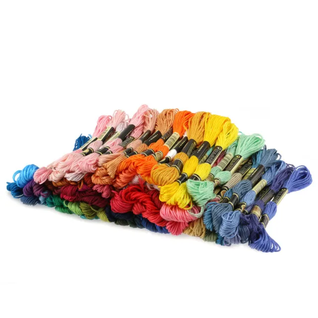 Lote de 100 madejas de coser hilos de algodón de punto de cruz multicolores 3