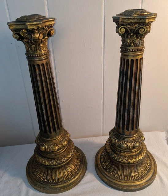 Antique Vtg Metal Pillar 17" Corinthian Columns Architectural Salvage 3