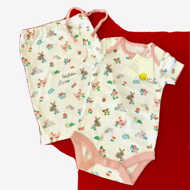 Mini Boden Soft-Cotton  "PET FRIENDS" Bodysuit Set. 3-6 Months. Great Gift Idea!