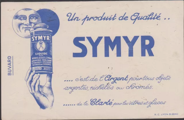 Buvard Ancien Publicitaire Marque Symyr - Visage De La Lune - Pour Vitre/Argent