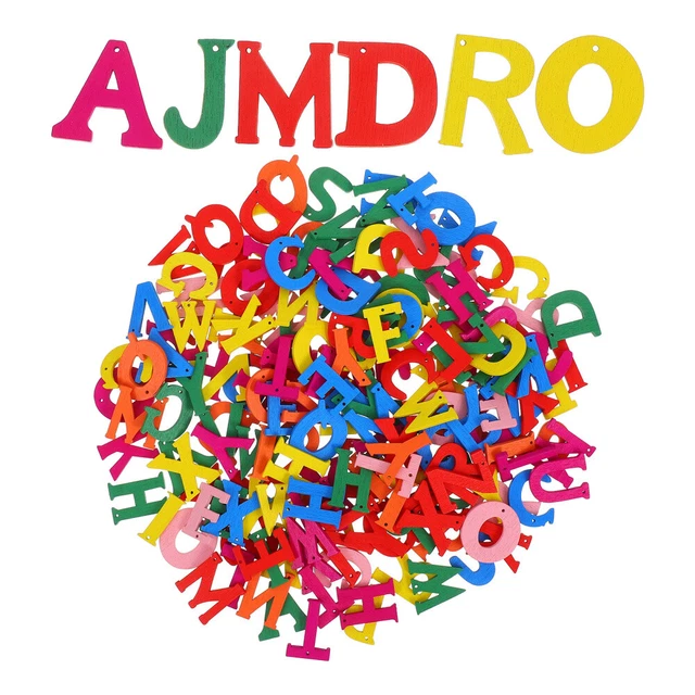 300 Bunte Holzbuchstaben Zum Basteln - Mit Aufbewahrungsbeutel