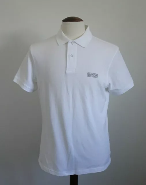 Mens Barbour International White Polo Shirt Top - Size Medium