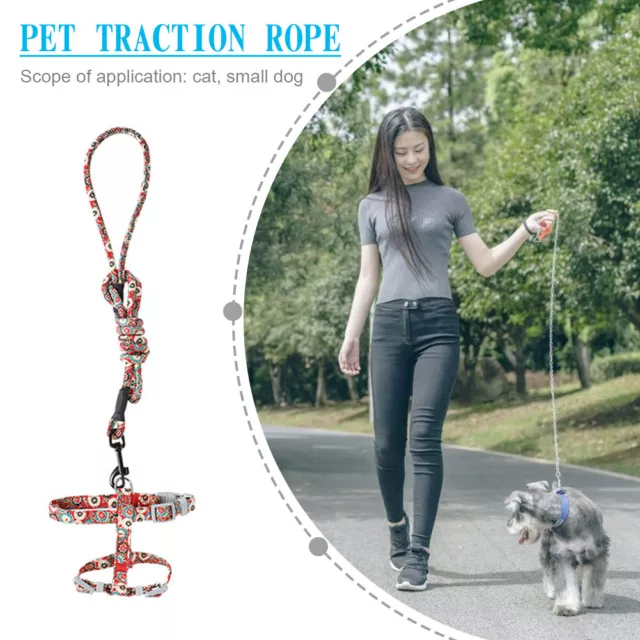 T0# Adjustable Cats Leash Walking Chest Strap Pet Traction Rope (Red S)