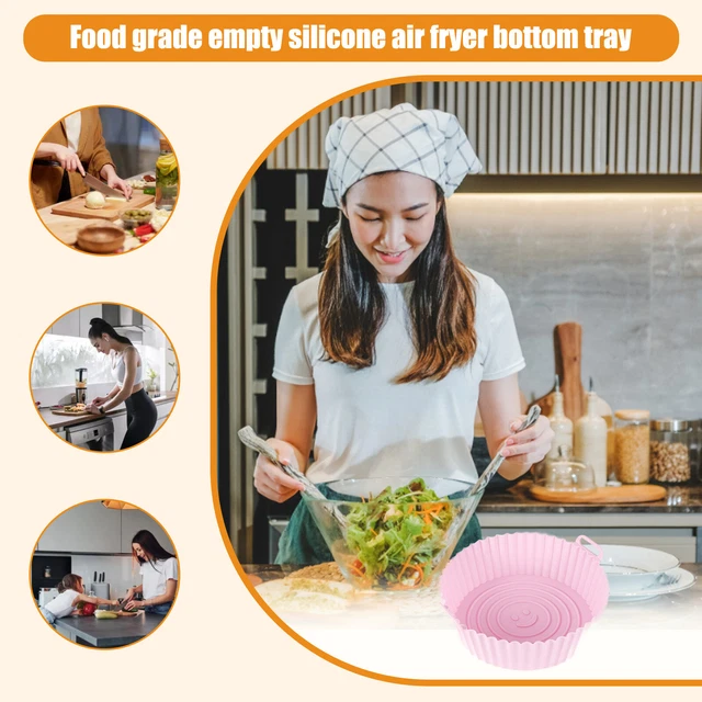 Alfombra de revestimiento freidora de aire horno de silicona sartén para hornear pizza molde para pasteles (7,5 pulgadas rosa)