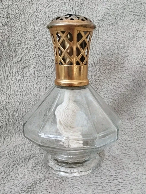 Lampe Berger Ancienne En Verre à Facettes Et Laiton - 1940 - Art Déco - France