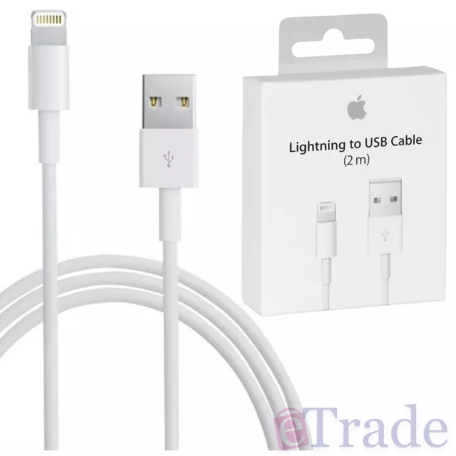 iPhone 5 5S SE GENUINE Apple Lightning Data Sync Cable Charger 2m 2 Metre