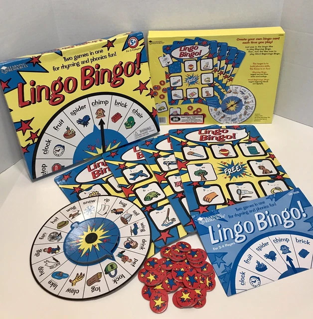 LINGO BINGO LANGUAGE Board Game Two Games For Rhyming & Phonics; Home