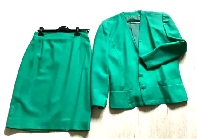 Ensemble tailleur femme, vert, T.40 pure laine