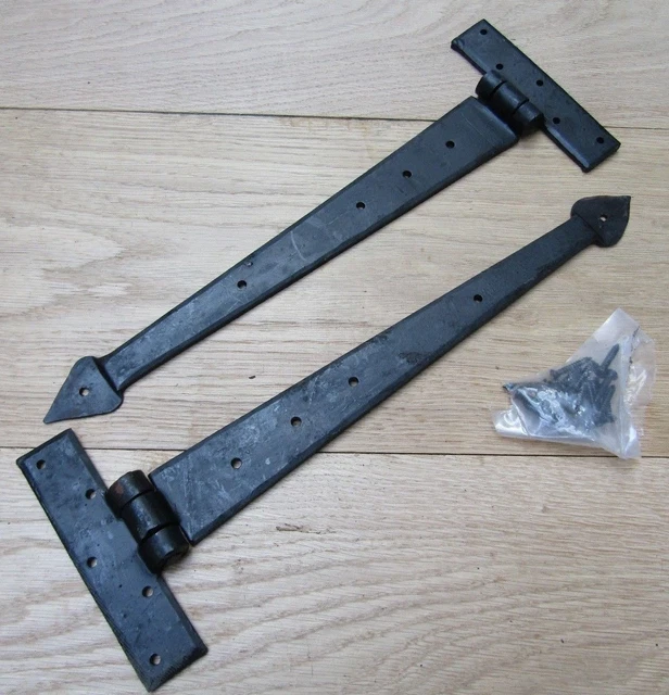 Pair of SPEAR HEAD HAND FORGED door gate tee t hinges old English style cottage