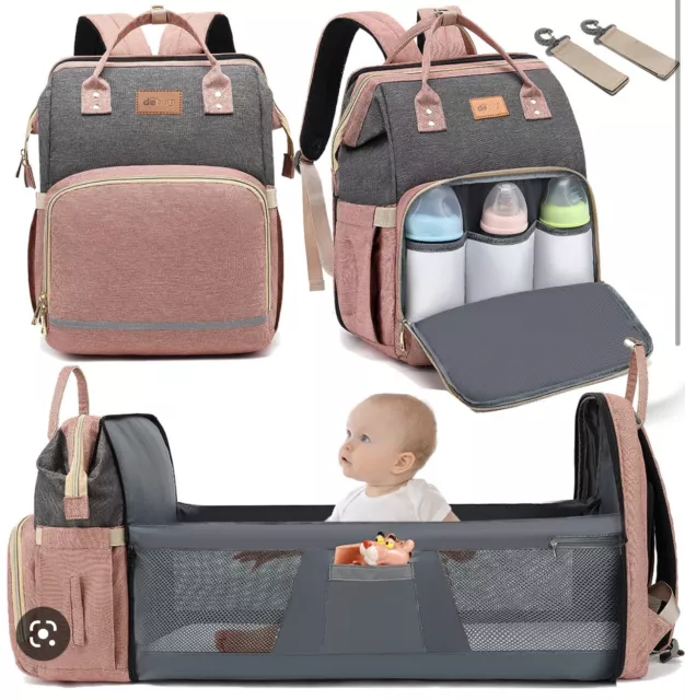 Wholesale Price Stylish Baby Diaper Bag Backpack with Bassinet pink Color