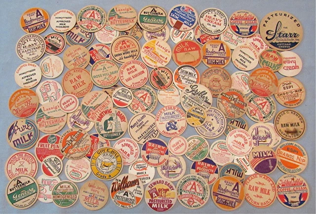 Lot of 92 Vintage Milk Dairy Bottle Caps
