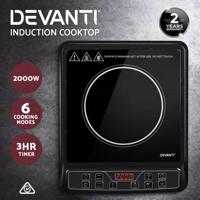Devanti Induction Cooktop 30cm Electric Stove Ceramic Portable Kitchen Cooker