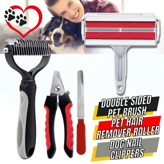 Pet Grooming Tool Dog Cat Shedding Comb Brush Hair Removal Roller / Nail Clipper