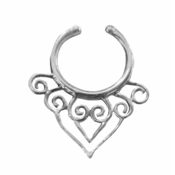 Septum Tribal Nose Ring For Non Pierced Sterling Silver 925 Fake Clicker Clip On