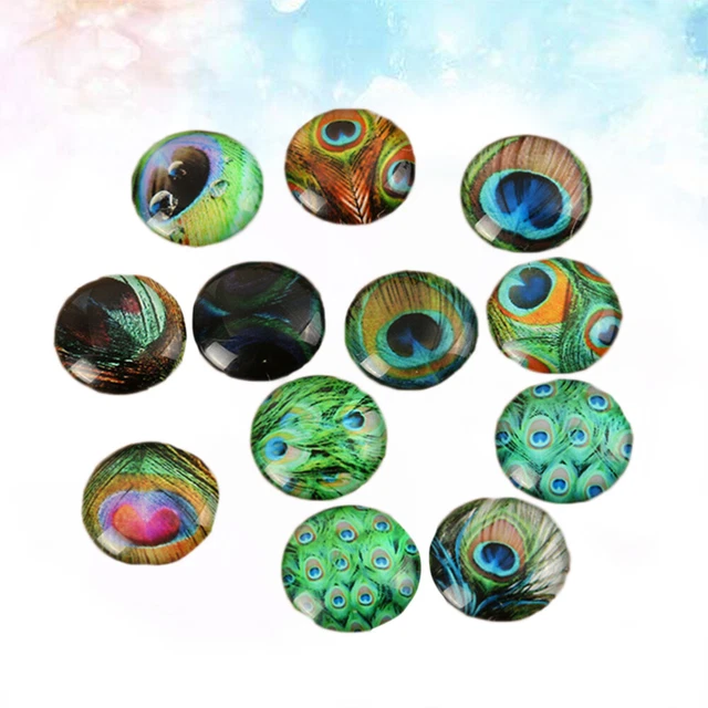 100 Pcs Cabochons Jewelry Making Glass Eyes Peacock Pattern Bracelet