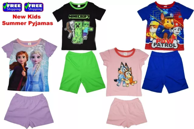 New Size 1-12 Kids Pyjamas Summer Boys Girls Paw Patrol Moana Pj Mask Sleepwear